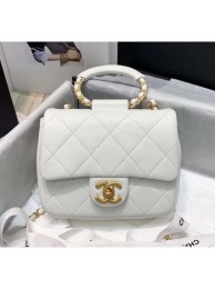 Chanel Quilted Lambskin Small Flap Bag with Ring Top Handle AS1357 White 2020 Collection AQ02662