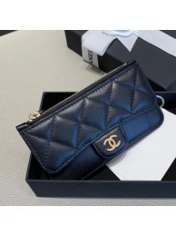 Chanel Quilted Lambskin Zipped Classic Card Holder AP0767 Black/Gold 2019 Collection AQ02474