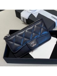 Chanel Quilted Lambskin Zipped Classic Card Holder AP0767 Black/Silver 2019 Collection AQ01387