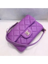 Chanel Quilted Leather Flap Waist Bag with Pearl Strap AP1122 Purple 2020 Collection AQ02686