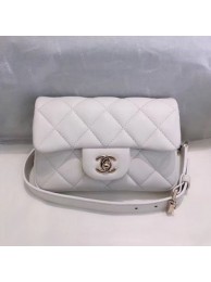 Chanel Quilted Leather Flap Waist Bag with Pearl Strap AP1122 White 2020 Collection AQ02311