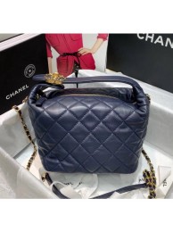 Chanel Quilted Leather Large Hobo Bag With Gold-Tone Metal AS1747 Navy Blue 2020 Collection AQ02976