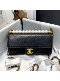 Chanel Quilted Leather Pearl Clutch with Chain AP1001 Black 2019 Collection AQ04290