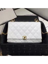 Chanel Quilted Leather Pearl Trim Medium Flap Bag AS1172 White 2019 Collection AQ01918