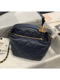 Chanel Quilted Leather Small Hobo Bag With Gold-Tone Metal AS1745 Navy Blue 2020 Collection AQ02158