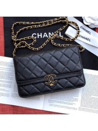 Chanel Quilted Leather Wallet on Chain WOC Black 2019 Collection AQ01838