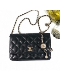 Chanel Quilted Leather Wallet on Chain WOC Crystal Ball AP1450 Black 2020 Collection AQ03360