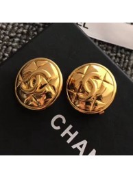 Chanel Quilted Metal CC Round Stud Clip-on Earrings Black 2019 Collection AQ02086