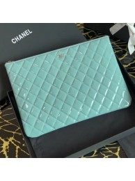 Chanel Quilted Patent Leather Large Pouch Blue 2020 Collection AQ02248