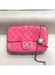 Chanel Quilted Velvet Flap Bag with Crystal Ball AS1787 Pink 2020 Collection AQ01485