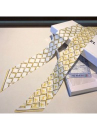 Chanel Quilting CC Print Silk Slim Bandeau Scarf 5x120cm Yellow 2020 Collection AQ01202