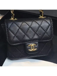 Chanel Quilting Lambskin Super Mini Waist Bag Black 2019 Collection AQ03737