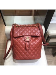 Chanel Quilting sheepskin Backpack Bag A91121 burgundy with gold hardware AQ02916