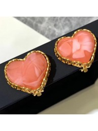 Chanel Resin Heart Stud Clip-on Earrings Orange 2019 Collection AQ03689