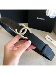 Chanel Reversible Calfskin Belt 30mm with CC Buckle Black/Silver Collection AQ01455