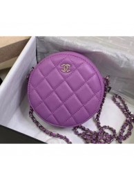 Chanel Round Classic Clutch with Chain Bag AP0245 Lambskin Purple 2020 AQ03738