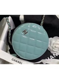 Chanel Round Classic Clutch with Chain Bag AP0245 Patent Light Green 2020 AQ02217