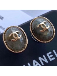 Chanel Round Stone Stud Earrings Deep Green 2019 Collection AQ00622