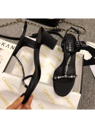 Chanel Satin & Strass Sandals G36122 Black 2020 Collection AQ02915