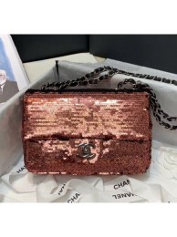 Chanel Sequins & Lambskin Flap Bag AS1448 Rust Red 2020 Collection AQ03538