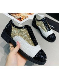 Chanel Sequins and Patent Calfskin Lace-Ups G36208 Gold/White/Black 2020 AQ00636