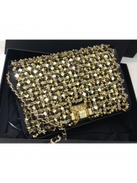 Chanel Sequins Wallet On Chain WOC Bag Black/Gold 2019 AQ01371