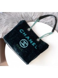 Chanel Shearling Deauville Small Shopping Bag Green 2019 AQ02858