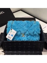 Chanel Shearling Lambskin Medium Flap Bag AS1063 Blue 03 2019 Collection AQ01448