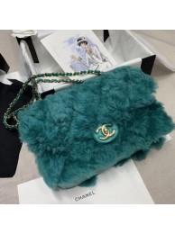 Chanel Shearling Lambskin Medium Flap Bag AS1063 Green 2019 Collection AQ04261