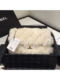 Chanel Shearling Lambskin Medium Flap Bag AS1063 White 2019 Collection AQ01050