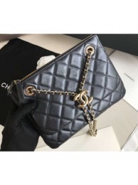 Chanel Shiny Lambskin Double Clutch with Chain Small Bag AP1073 Black 2020 AQ01232