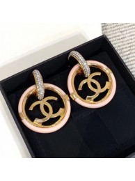 Chanel Short Hoop Earrings AB1308 Crystal/Pink 2019 Collection AQ02380