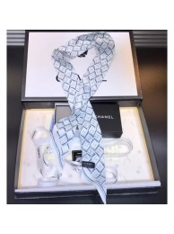 Chanel Silk Twill Slim Bandeau Scarf 10x120cm AA0095 Blue 2019 AQ02657