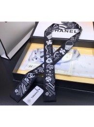 Chanel Silk Twill Slim Bandeau Scarf 10x120cm AA0349 Black 2019 AQ02868