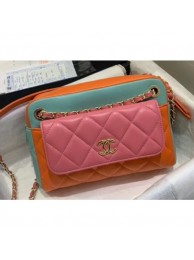 Chanel Small Camera Case Bag AS1367 Lambskin Pink/Orange/Green 2020 AQ03913