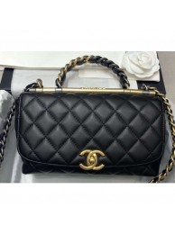 Chanel Small Frame Flap Bag with Chain Top Handle AS1749 Black 2020 AQ04146