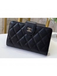 Chanel Small Wallet 48667 Grained Calfskin Black AQ01344