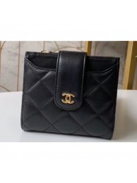 Chanel Small Wallet with Card Holder A31567 Lambskin Black AQ01920