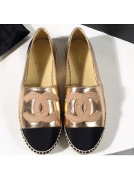 Chanel Stitching CC Logo Espadrilles Gold AQ02189