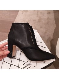 Chanel Stitching Lambskin Heel Short Boots Black 2019 Collection AQ03963