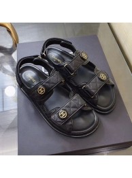 Chanel Strap Flat Sandals G3445 Black/Gold 2020 Collection AQ04126