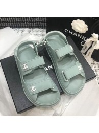 Chanel Strap Flat Sandals Green 2020 Collection AQ03864