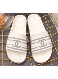 Chanel Striped and CC Logo Mules Slides Slipper Sandals White 2019 AQ04224