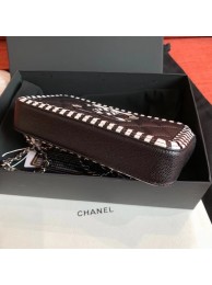 Chanel Striped Grained Calfskin CC Filigree Clutch With Chain Bag A84450 Black 2019 AQ01939