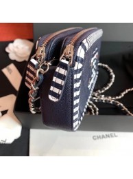 Chanel Striped Grained Calfskin CC Filigree Clutch With Chain Bag A84450 Navy Blue 2019 AQ02269