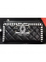 Chanel Striped Grained Calfskin CC Filigree Small Pouch Bag A81942 Black 2019 AQ04279