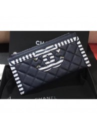 Chanel Striped Grained Calfskin CC Filigree Small Pouch Bag A81942 Navy Blue 2019 AQ00616