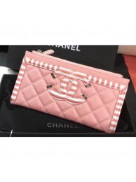 Chanel Striped Grained Calfskin CC Filigree Small Pouch Bag A81942 Pink 2019 AQ04082