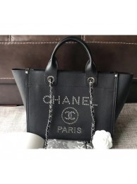 Chanel Studded Calfskin Deauville Small Shopping Bag Black 2018 AQ04211