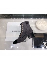 Chanel Suede Calfskin Lace-up Short Boots G35174 Gray 2019 Collection AQ04354